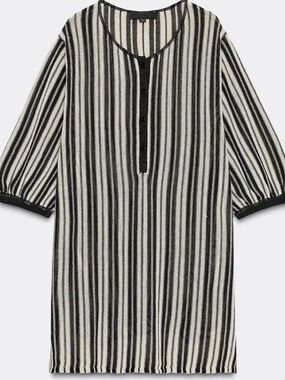 ZARA NWT - Striped Knit Top in Black and Cream